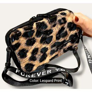 Hard PVC Square Box Crossbody Bag LEOPARD Print Purse Handbag